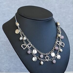 Vantel Pearls Sterling Silver Overlay Necklace with Rose Quartz and Pearls